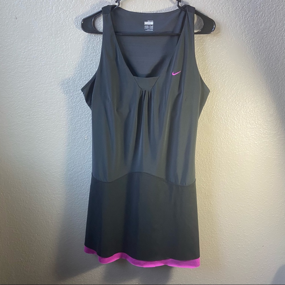 Nike Dry Fit Tennis Dress | Large | Black and Fuchsia Trim | Excellent Preowned